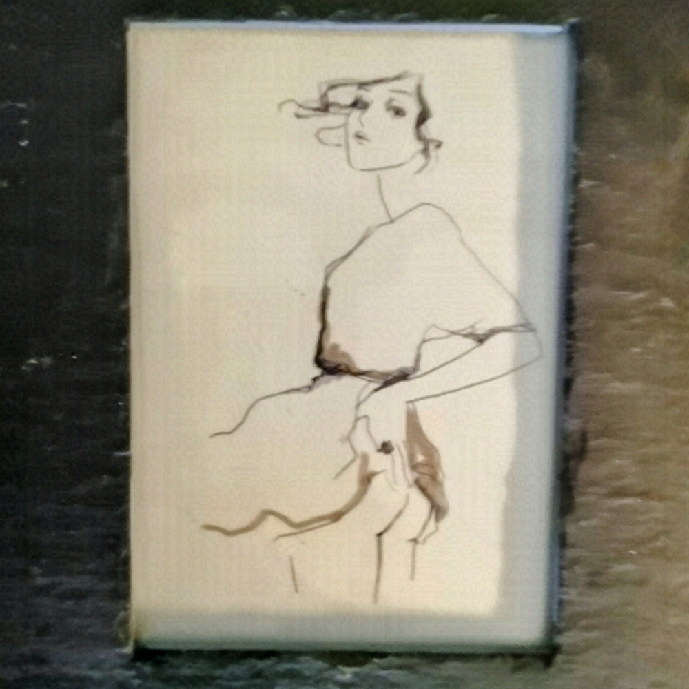 Vintage slate framed illustration, Garance Doré